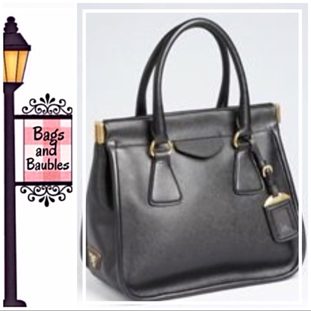 PRADA Saffiano Lux Top Handle Frame Bag